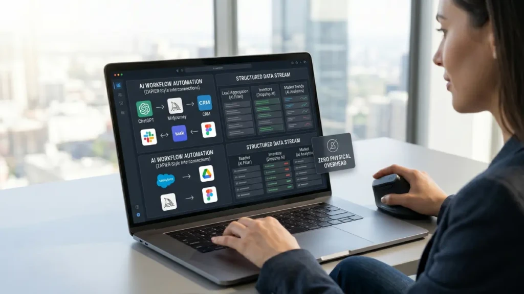 Using AI to automate and scale an online business with zero physical overhead.