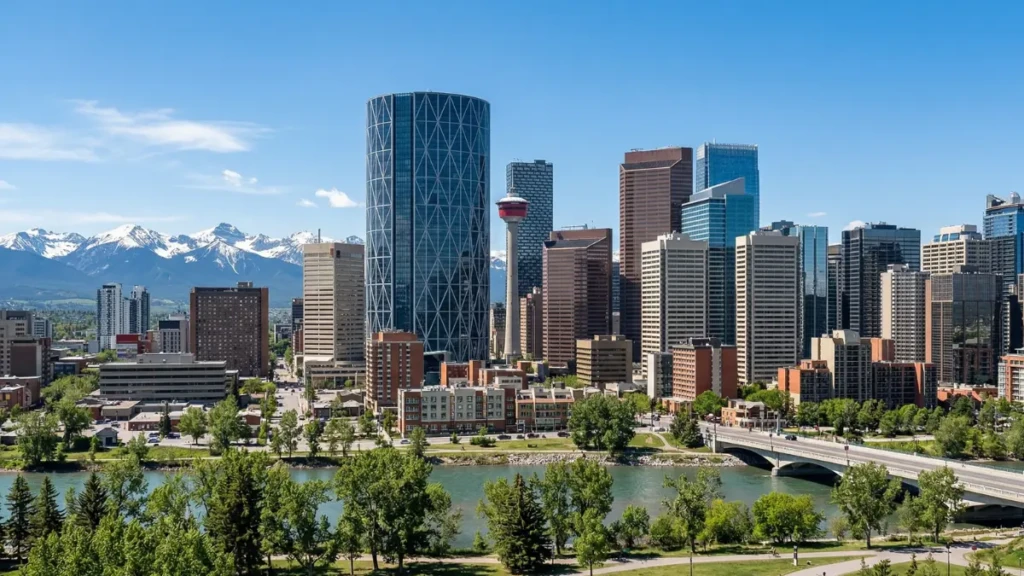The Calgary, Alberta skyline, a highly affordable and tax-friendly destination for remote workers in Canada.