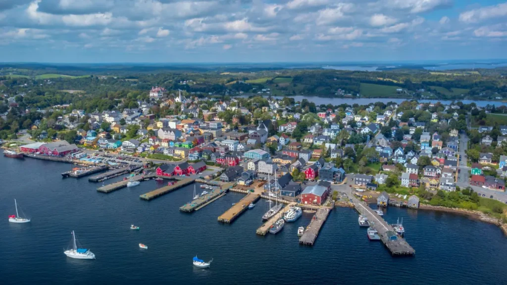 Lunenburg Nova Scotia colorful houses harbor small coastal town Canada