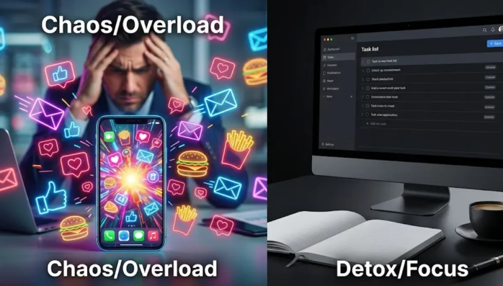 The visual difference in focus before and after executing a scientific dopamine detox.