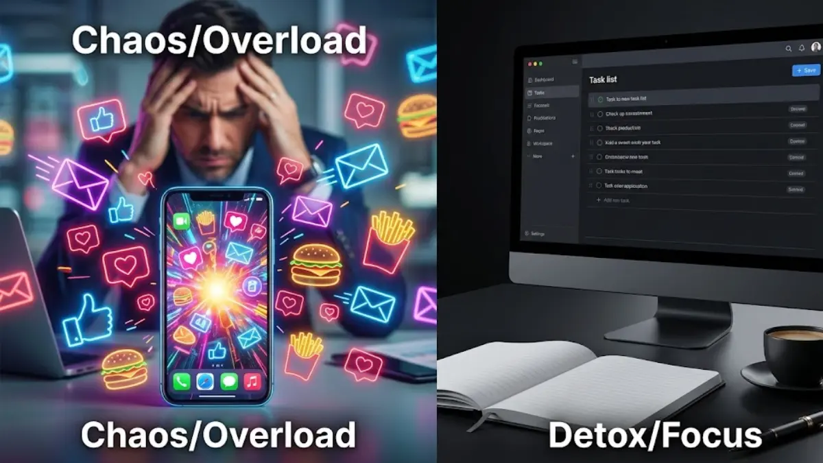 The visual difference in focus before and after executing a scientific dopamine detox.