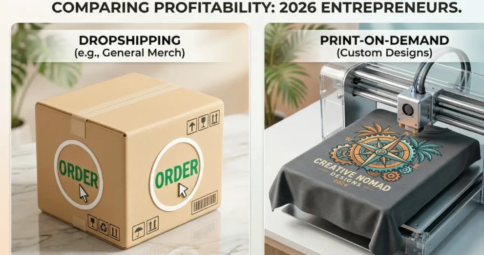 Comparison of dropshipping and print-on-demand business models for 2026 entrepreneurs