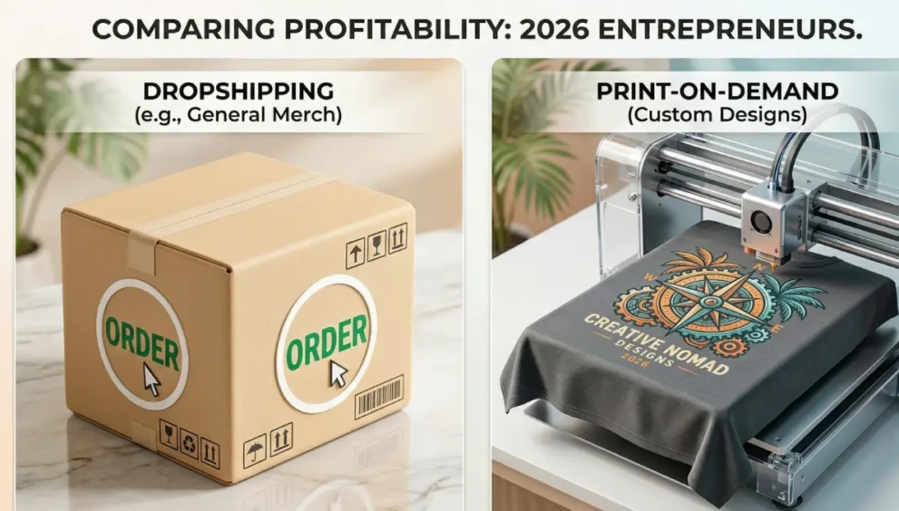 Comparison of dropshipping and print-on-demand business models for 2026 entrepreneurs