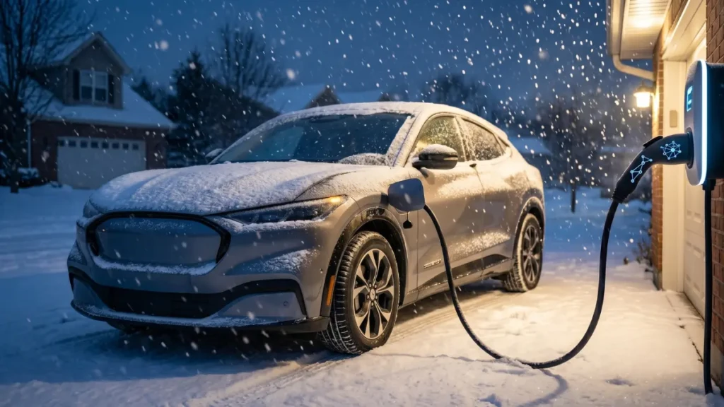 Plugging an EV in during extreme cold weather to run thermal management and protect the battery.