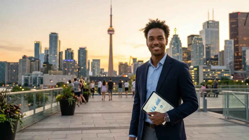 A successful bilingual professional who immigrated to Toronto using the Francophone Express Entry pathway.