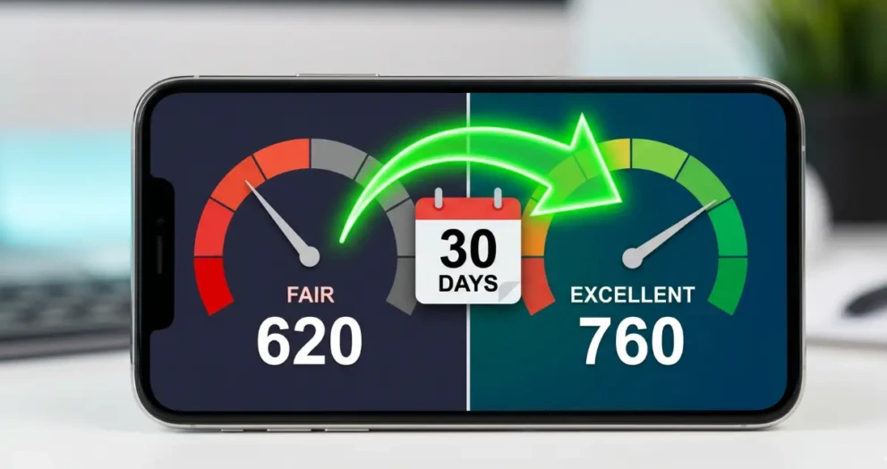 A 30-day timeline showing how to improve credit score fast and increase your FICO rating.