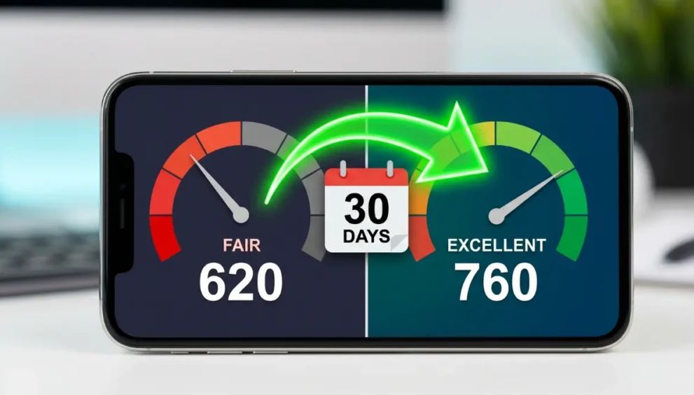 A 30-day timeline showing how to improve credit score fast and increase your FICO rating.