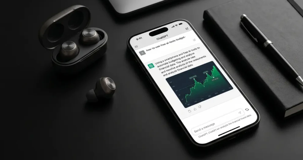 Using a smartphone and free AI tools to automate budgeting and analyze financial data.