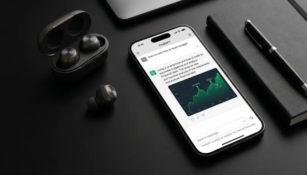 Using a smartphone and free AI tools to automate budgeting and analyze financial data.
