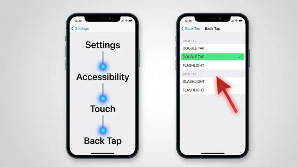 Step-by-step guide to setting up the hidden Back Tap button feature on an iPhone.