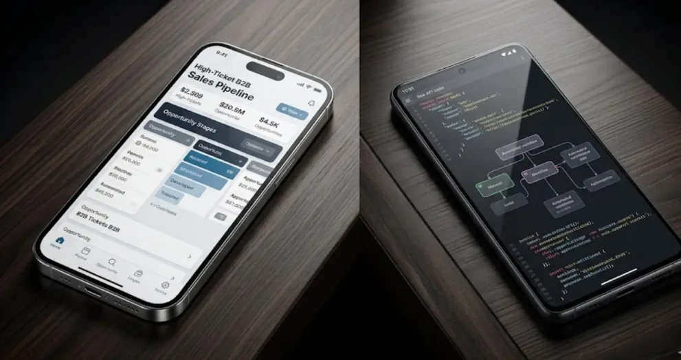 A high-level comparison of iPhone vs Android 2026 for business automation and B2B sales.