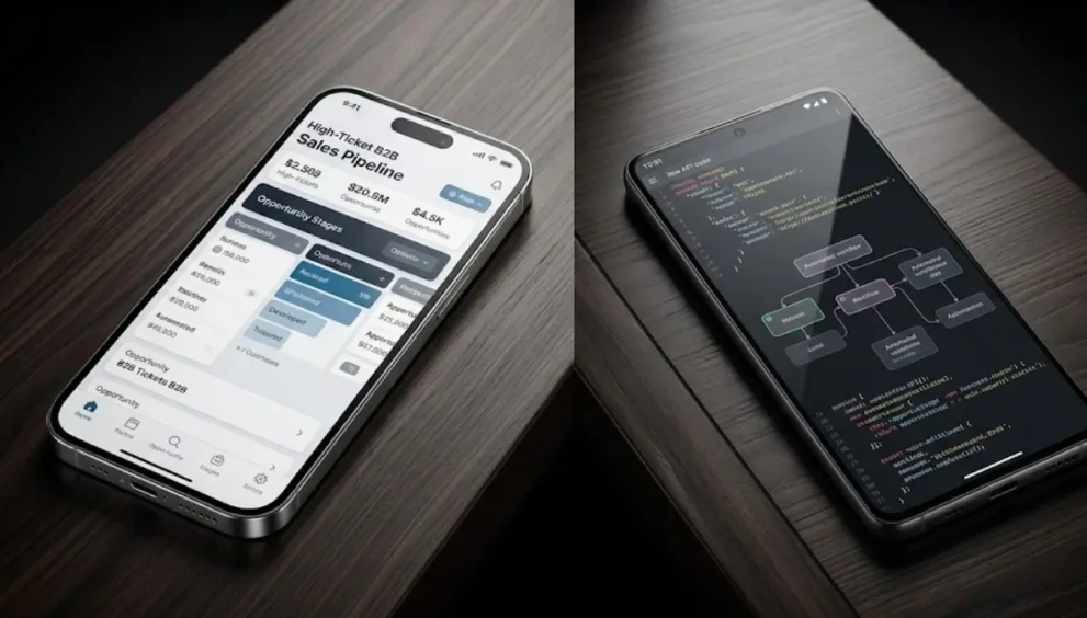 A high-level comparison of iPhone vs Android 2026 for business automation and B2B sales.