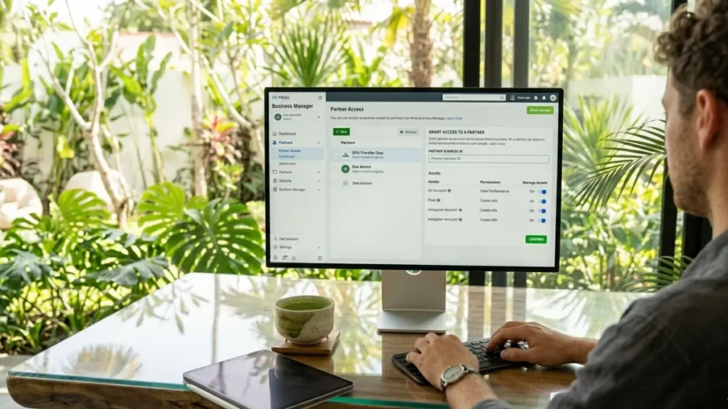  Granting a digital marketing agency partner access inside Meta Business Manager.