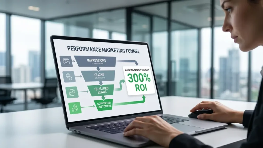 Analyzing performance marketing metrics for high-margin business growth.