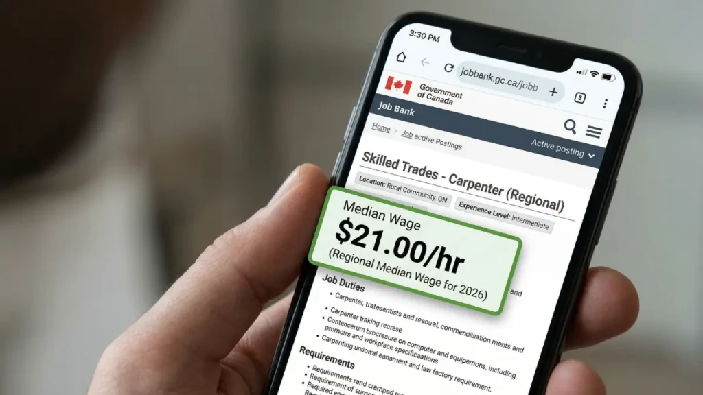 Checking the Job Bank median wage to ensure a job offer meets the local RCIP requirements for 2026.