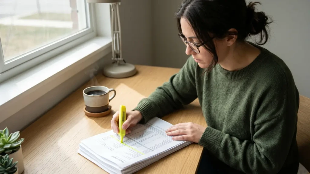 Reviewing a free annual credit report to spot errors and avoid bad credit habits.