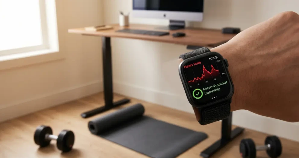Implementing science-based tips for weight loss at home using a standing desk and micro-workouts.
