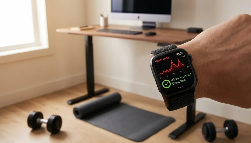 Implementing science-based tips for weight loss at home using a standing desk and micro-workouts.