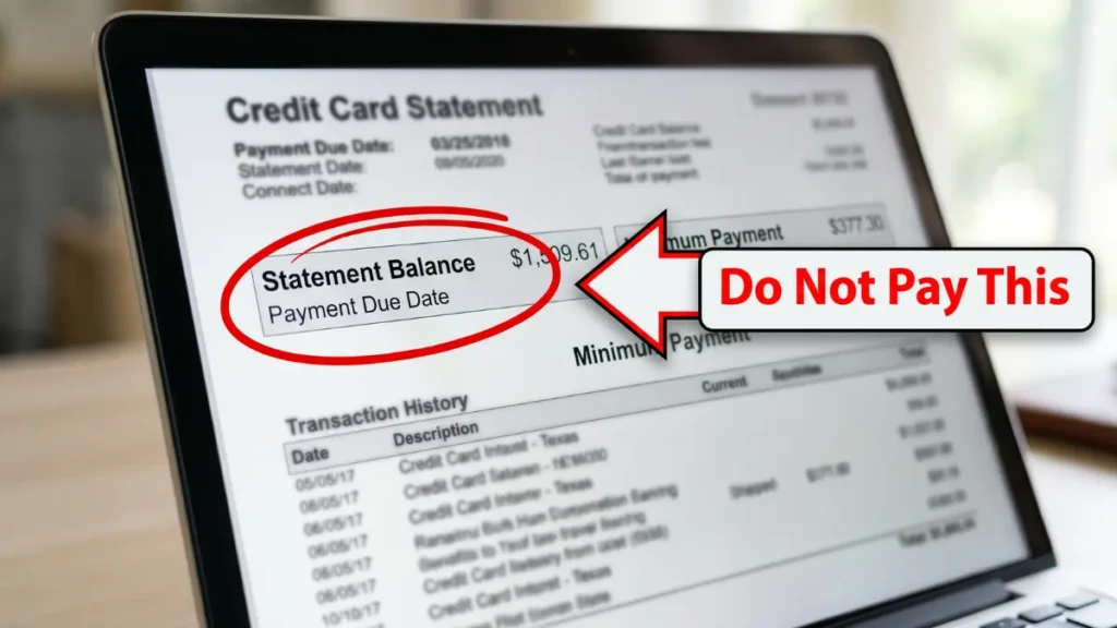 Choosing to pay the statement balance instead of the minimum payment to stop credit card interest.