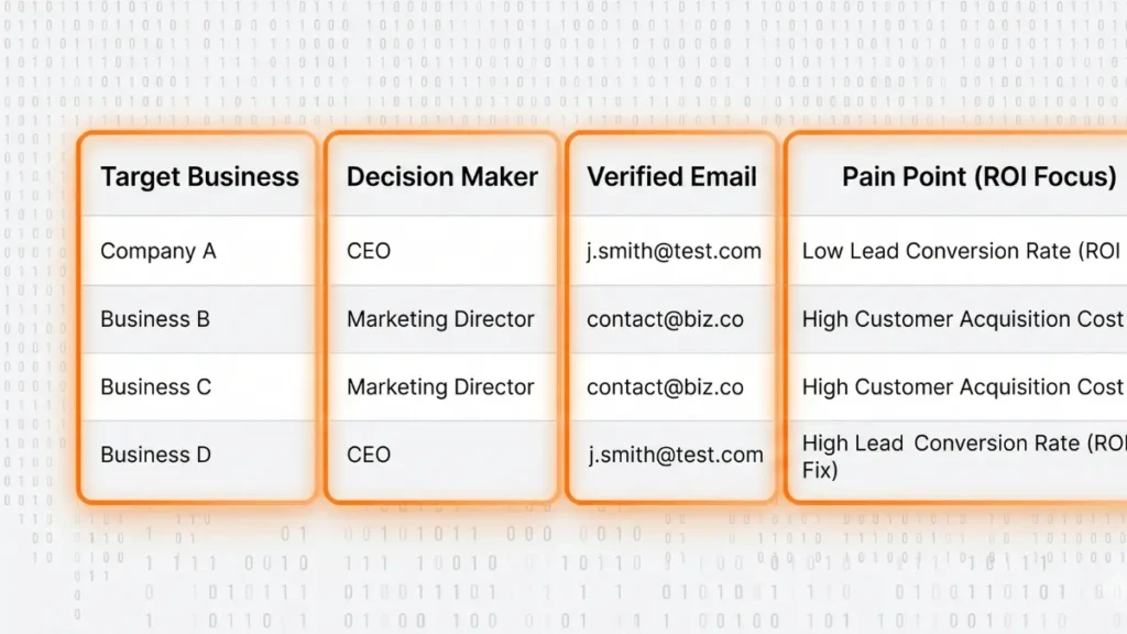 Building a structured data prospecting spreadsheet to acquire initial business clients.