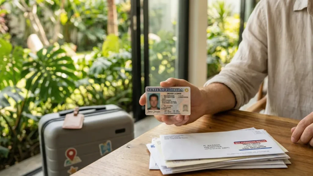 Establishing a new state residency in zero-tax states like South Dakota or Florida for digital nomad mail forwarding.